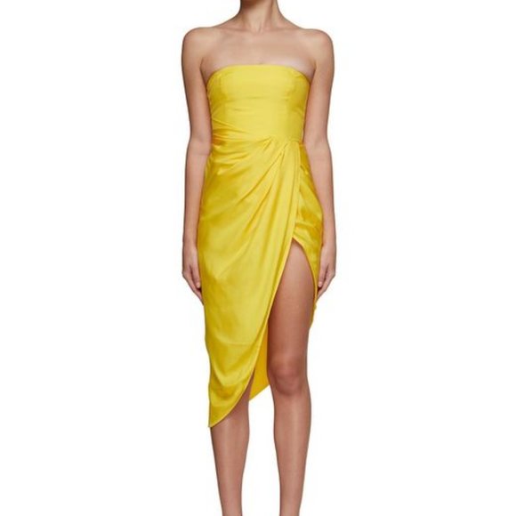 GAUGE81 Lica Strapless Draped Silk Dress - Picture 1 of 7
